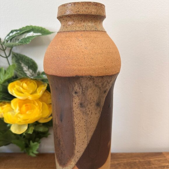 Vintage Studio Pottery Vase Abstract Drip Glaze Earth Tones Mid-Century‎ Modern - Picture 1 of 5